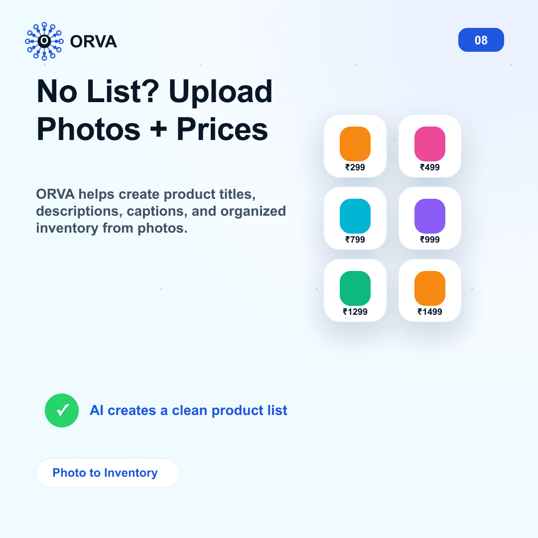 ORVA turns product photos and prices into inventory