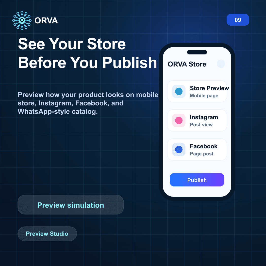 Preview ORVA mobile catalog